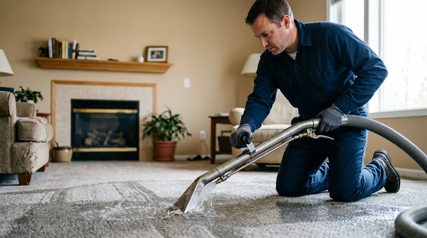 Water damage restoration technician working near Sublime, TX